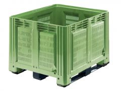Agribox 760 liter, 1200x1000x870 mm geperforeerd op 3 sleden lichtgroen