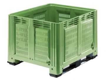 Agribox 680 liter, 1200x1000x780 mm geperforeerd op 2 sleden lichtgroen