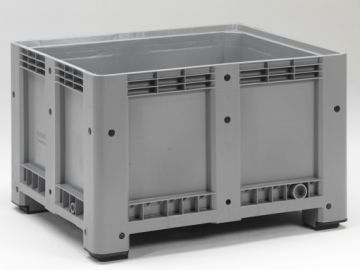 Kunststof palletbox op 4 poten, 1200x1000x760 mm, 610 liter, grijs