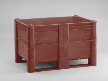 Hygiëne palletbox 1200x800x760 mm, 520 l. met 2 sleden, bruin