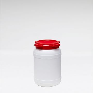 Kunststof wijdmondvat, 274x400 mm, 20 liter, vat wit deksel rood