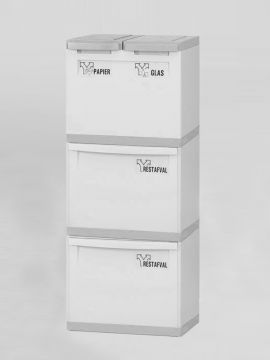 4 Fractie module grijs 2x kantelbak grijs, 2x emmer 2x deksel grijs