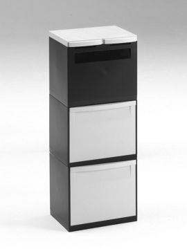 4 Fractie module zwart 2x kantelbak grijs, 2x emmer 2x deksel grijs