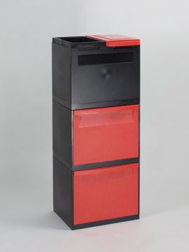 4Fractie module zwart 2x kantelbak rood 1x klem 1x emmer deksel rood