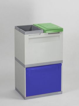 3Fractie module grijs 1 kantelbak blauw 1 klem 1 emmer 1 deksel groen