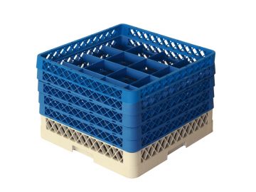 Vaatwaskorf 500x500x300 mm grote mazen tbv ø 112 mm bekerglazen (16 vaks)