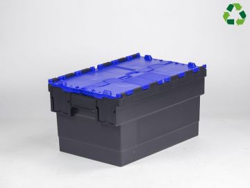 E-line Distribox distributiebak, bakdeel zwart, dekselhelften blauw 55 ltr