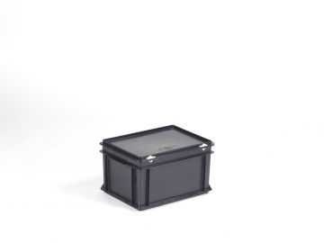 Kunststof kist 20 liter met afsluitbaar deksel, ESD