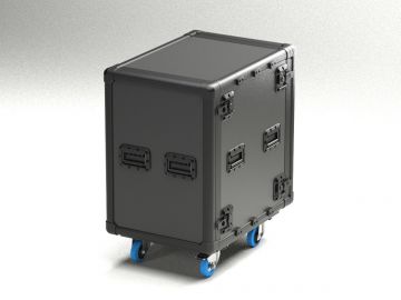 16U Rack Exo-Case, 19", aluminium frame, 574x804x973 mm op wielen