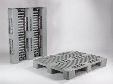 Kunststof Euro H3 pallet 1200x1000x160 mm, 3 sleden, grijs