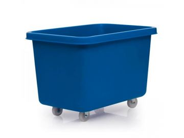 Verrijdbare hygiëne grootvolumebak 304L, 970 x 670 x 710 mm op 4 wielen, blauw Verrijdbare hygiëne grootvolumebak 304L, 970 x 670 x 710 mm op 4 wielen, blauw