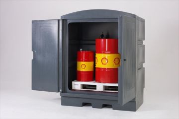 Opslagkast 1500x1040x1900 mm, met deuren en slot, donkergrijs