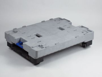 Verzendeenheid 800x600x196 mm op 2 sleden met uitklapbare wielen