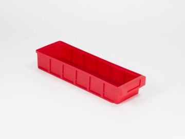 Kunststof magazijnbak 500x152x83 mm geschikt voor 5 schotten, rood