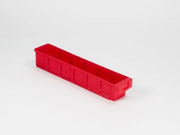 Kunststof magazijnbak 500x93x83 mm geschikt voor 5 schotten, rood
