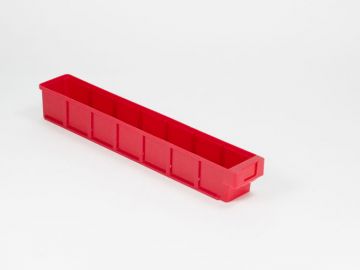 Kunststof magazijnbak 600x93x83 mm geschikt voor 6 schotten, rood