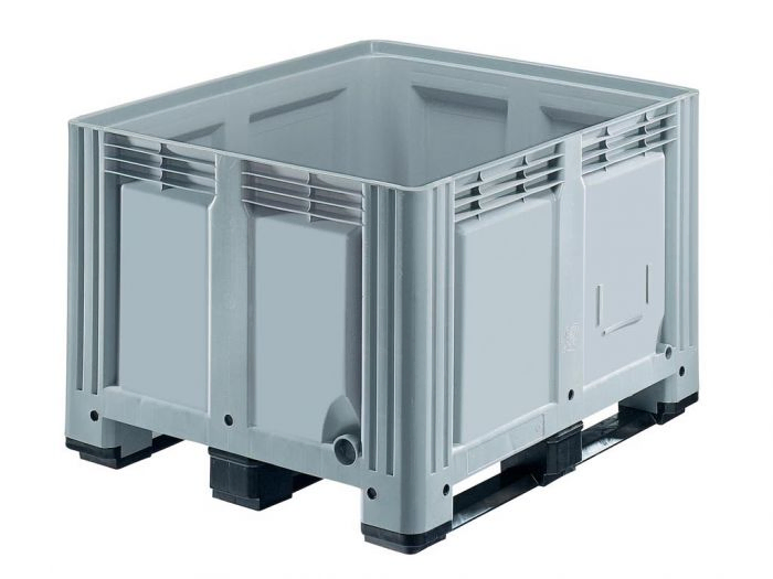 Kunststof palletbox 3 sleden, 1200x1000x780 mm, 680 l. grijs