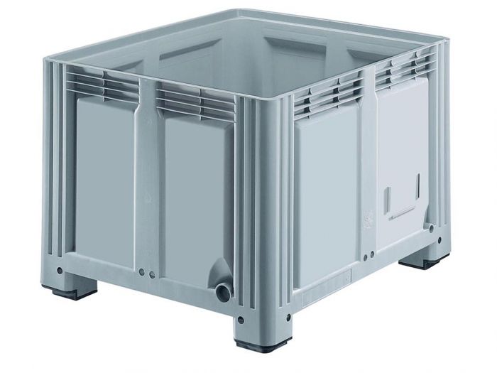Palletbox 760 liter, 1200x1000x850 mm,  4 poten lichtgrijs