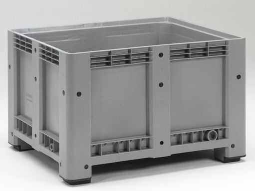Kunststof palletbox op 4 poten, 1200x1000x760 mm, 610 liter, grijs