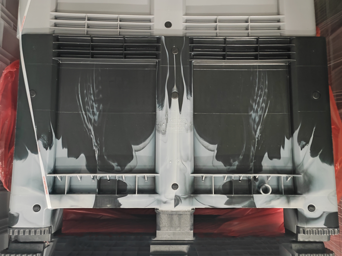 Kunststof palletbox, 1200x1000x760 mm, 610 l. 4 poten, MARBLE 