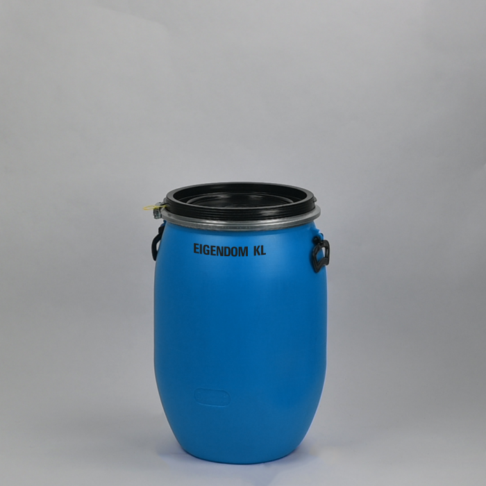 UN plastic dekselvat 60 liter blauw ø 400 x H = 610 mm
