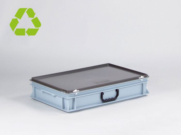 E-line Euroline stackable plastic case, 600x400x135 mm, 20L with one handle PP recycle