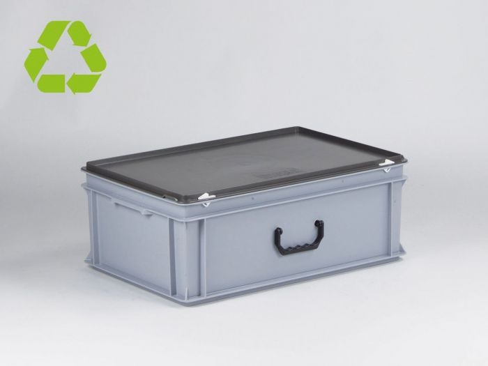 E-line Euroline stackable case, 40L  with one handle PP recycle grey
