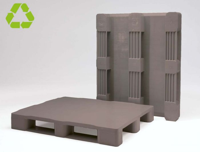 Hygienic pallet, 1200x1000x160 mm on 3 skids dark-grey