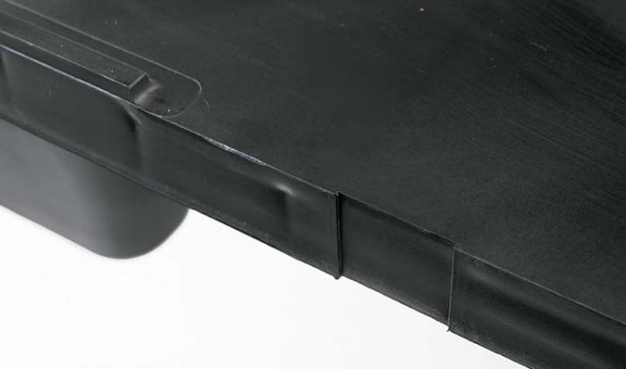 Kunststof pallet 1200x800x153 mm, op 9 poten, gesloten dek, zwart