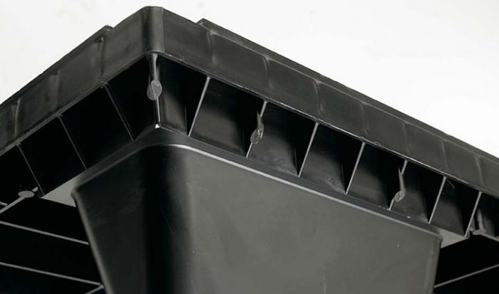 Nestable pallet 1200x800x153 mm on 9 feet open deck PE-R