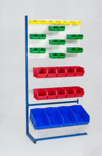 Aanbouwrek, sleuvenpanelen, bakkenrails, 35 magazijnbakken