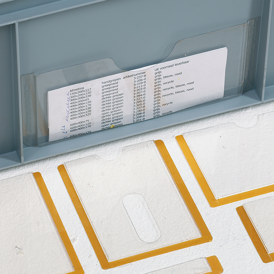 Etikethouders en labels voor euronorm bakken Etikethouders en labels